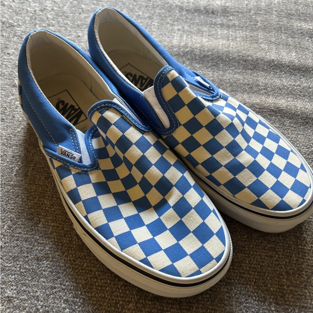 Vans Blue Checkered Slip-On Shoes